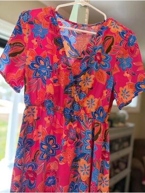 Hot Pink Floral Dress Size Larg